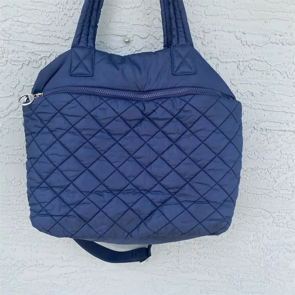 Michael Kors Roberts Large Navy Quilted Gym Tote Bag Double Handles